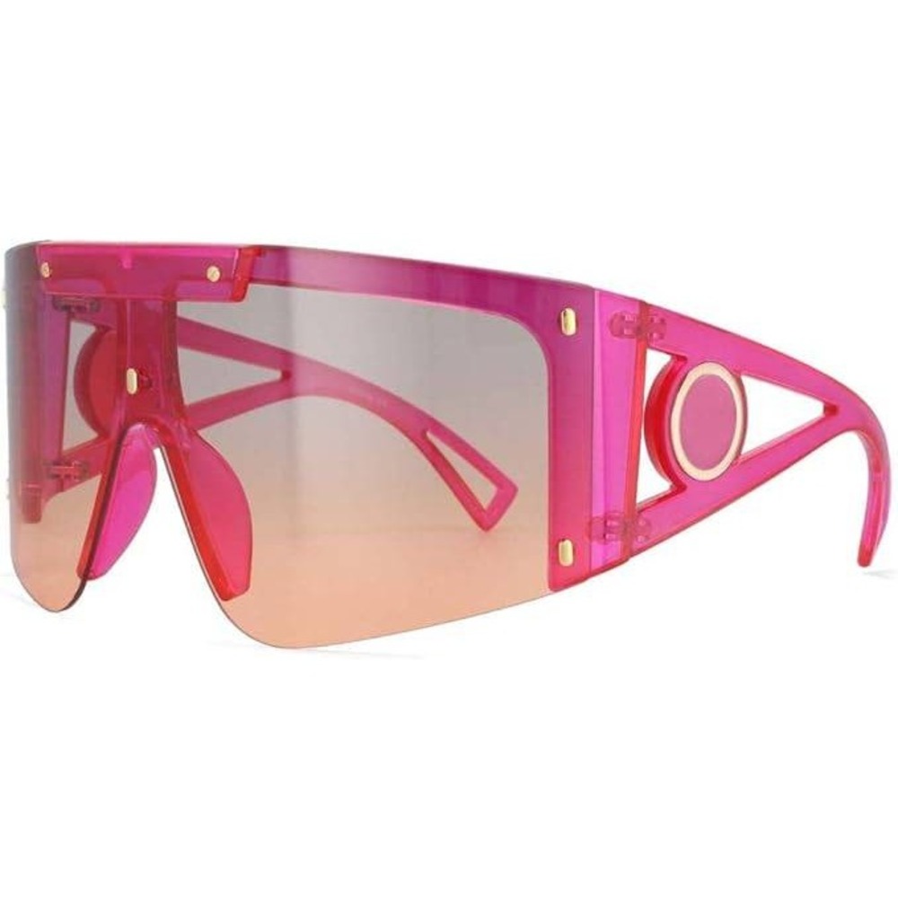 Sunglasses Visor One‎ Piece Lens Pink Yellow Fashion Sun Glasses Rimless UV400